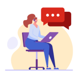 illustration of a customer support representative working on a laptop
